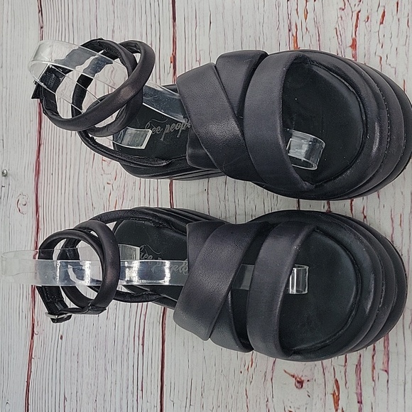FREE PEOPLE Harper Black Platform Sandals Size 37.5 - Picture 6 of 10